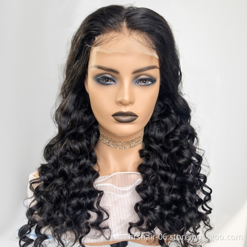 hair extension cuticle aligned Brazilian human hair natural color loose deep 4x4 lace wig